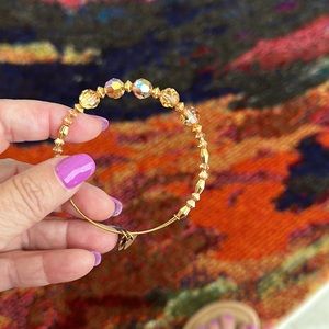 Amber and gold Swarovski bangle bracelet